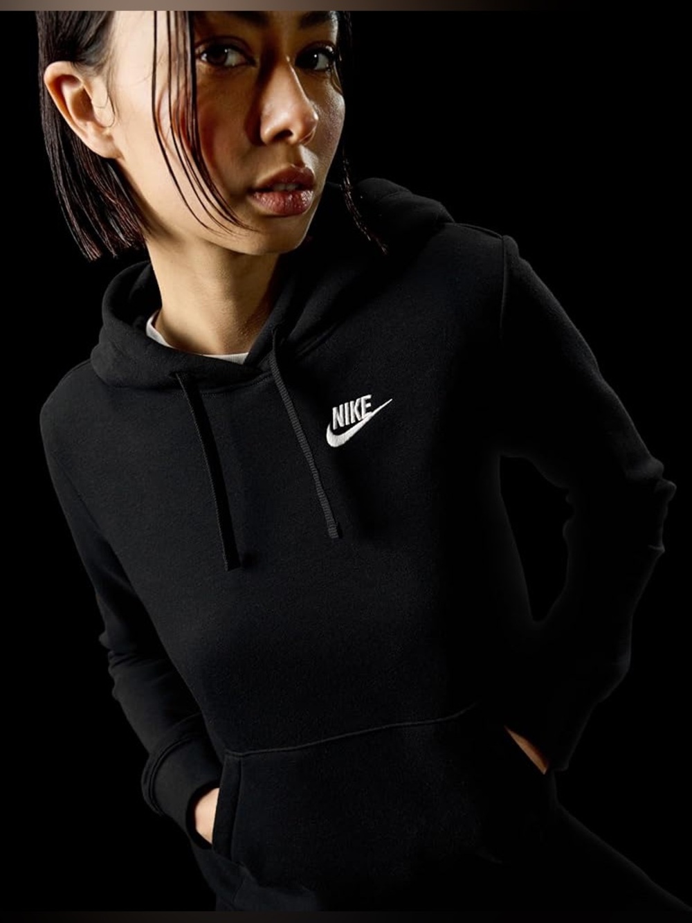 Nike Black Women’s Hoodie White Swoosh Logo Classic Size XS